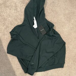 Fabletics Dark Green Full-Zip Hoodie Size Medium Cropped